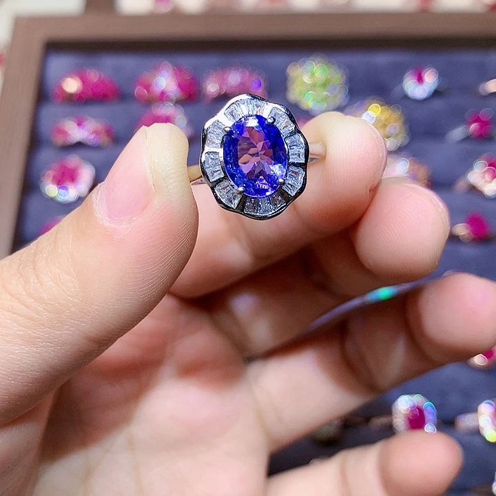 坦桑石戒指银S925镶嵌