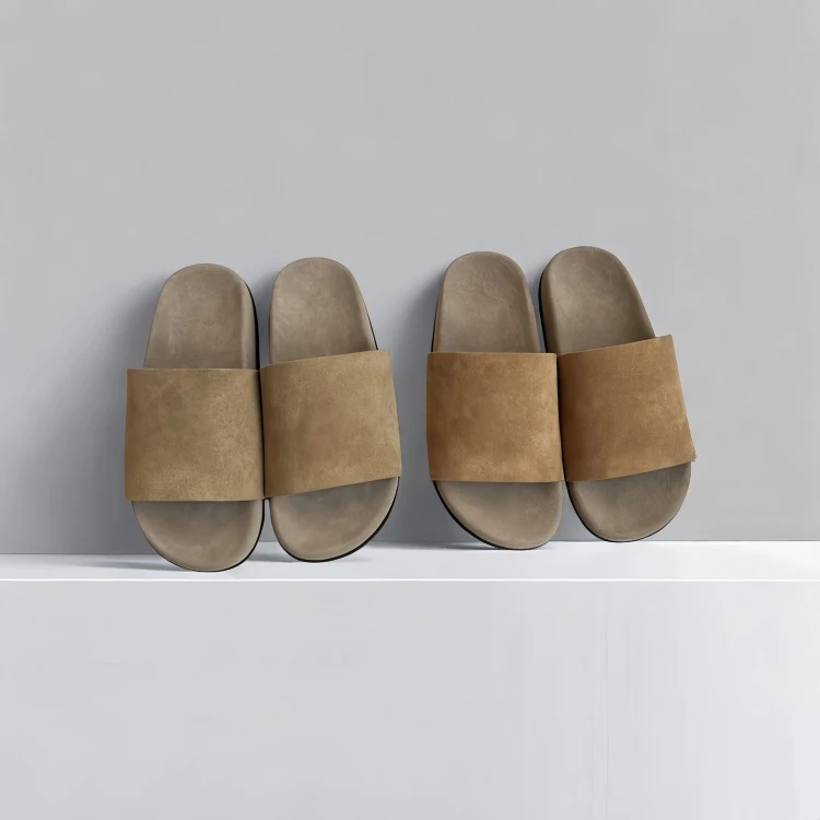 ROW一字拖新品凉鞋平底鞋圆头皮带扣复古百搭单鞋女拖鞋软底防滑