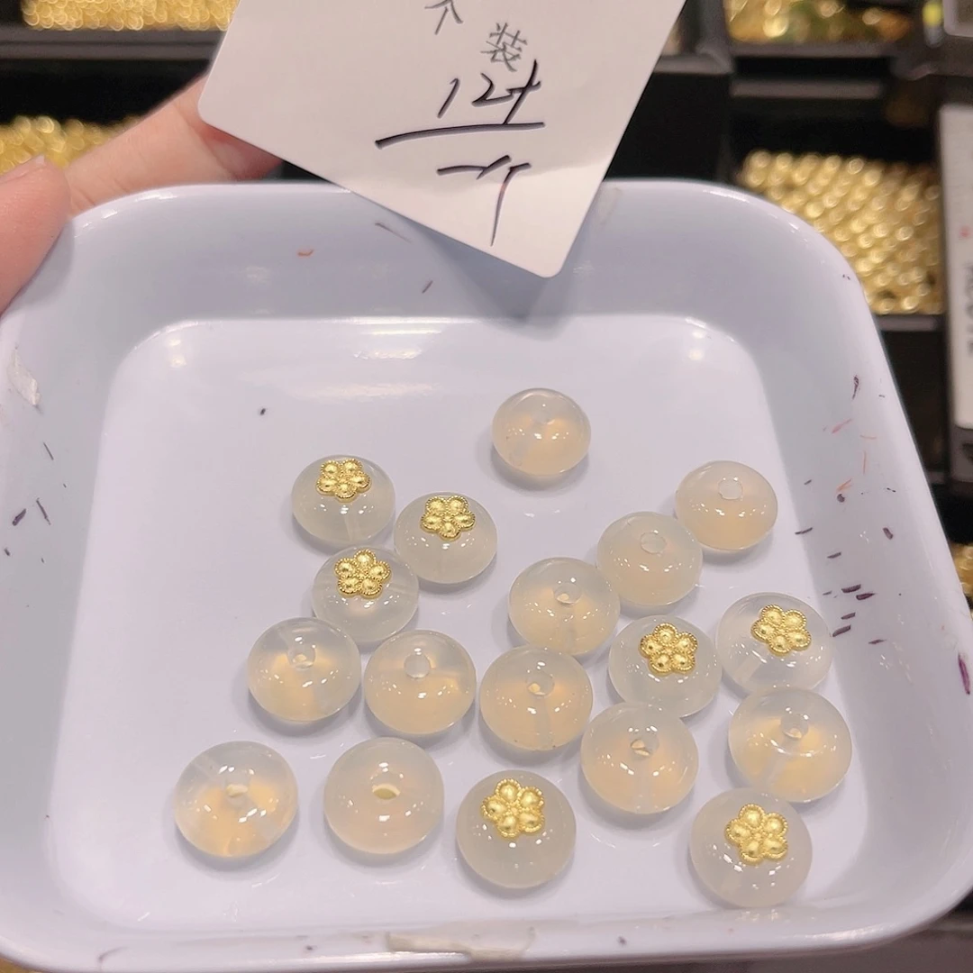 玛瑙/玉髓珠宝半成品银S925镀金镶嵌9