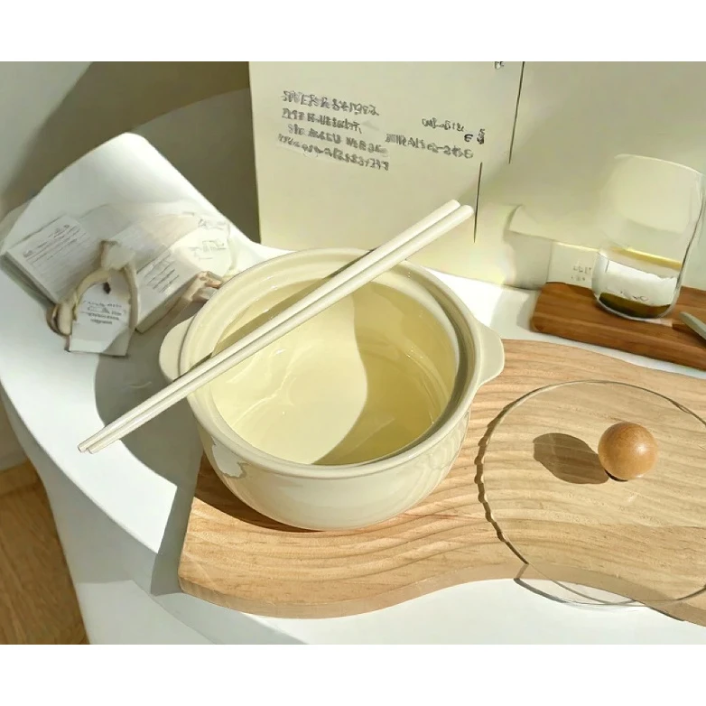 陶瓷泡面碗ins新款带盖高颜值餐具大学生宿舍防烫用釉下彩餐具