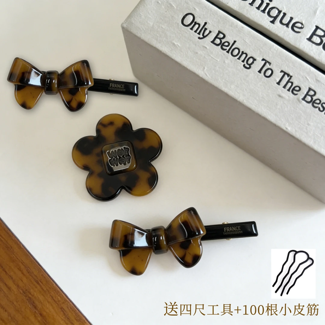 蝴蝶结发夹侧边刘海夹2025新款醋酸头饰精致发卡+赠送四尺工具