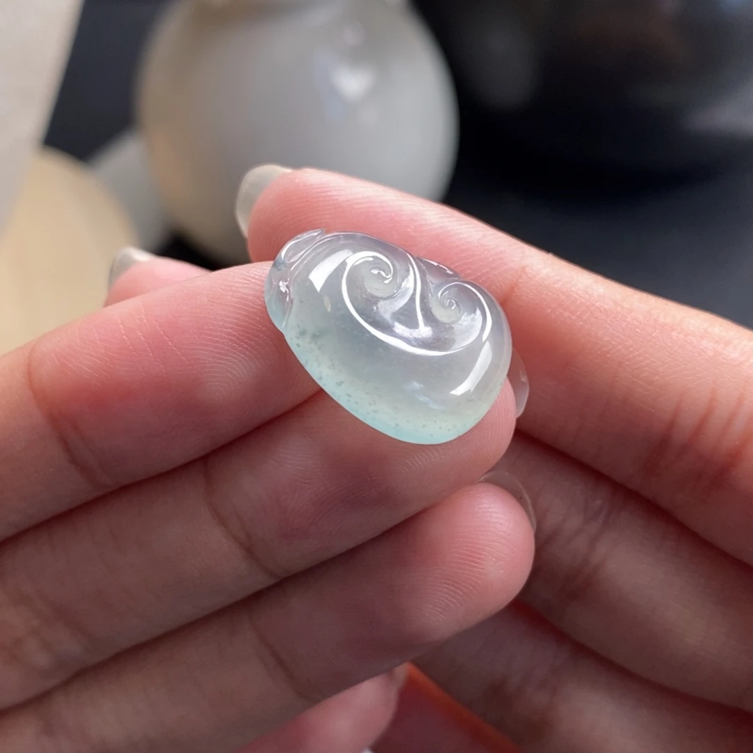 翡翠裸石冰晴飘雪花棉如意