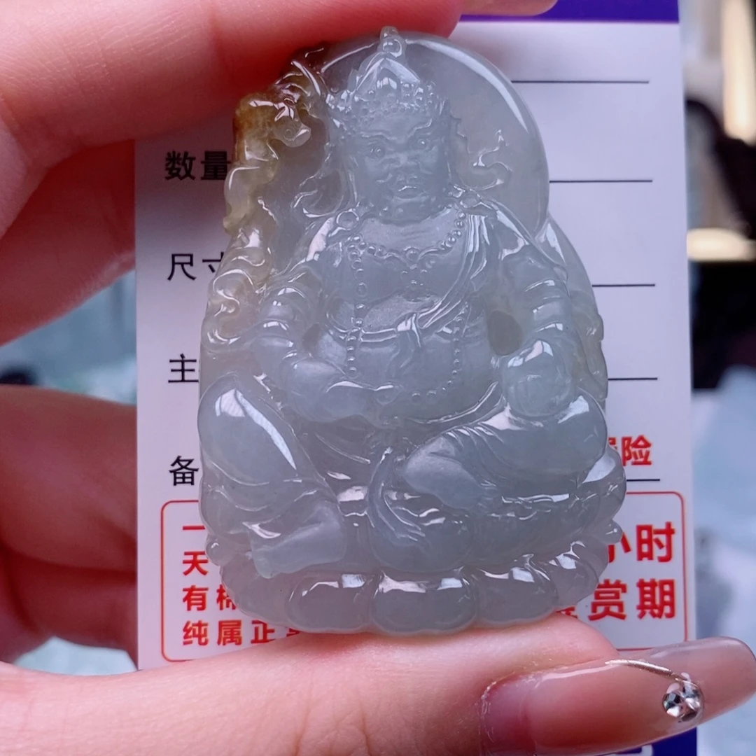 ***生颈饰未镶嵌翡翠财神天然缅甸翡翠