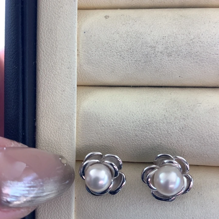 银S925镶嵌耳饰海水珍珠