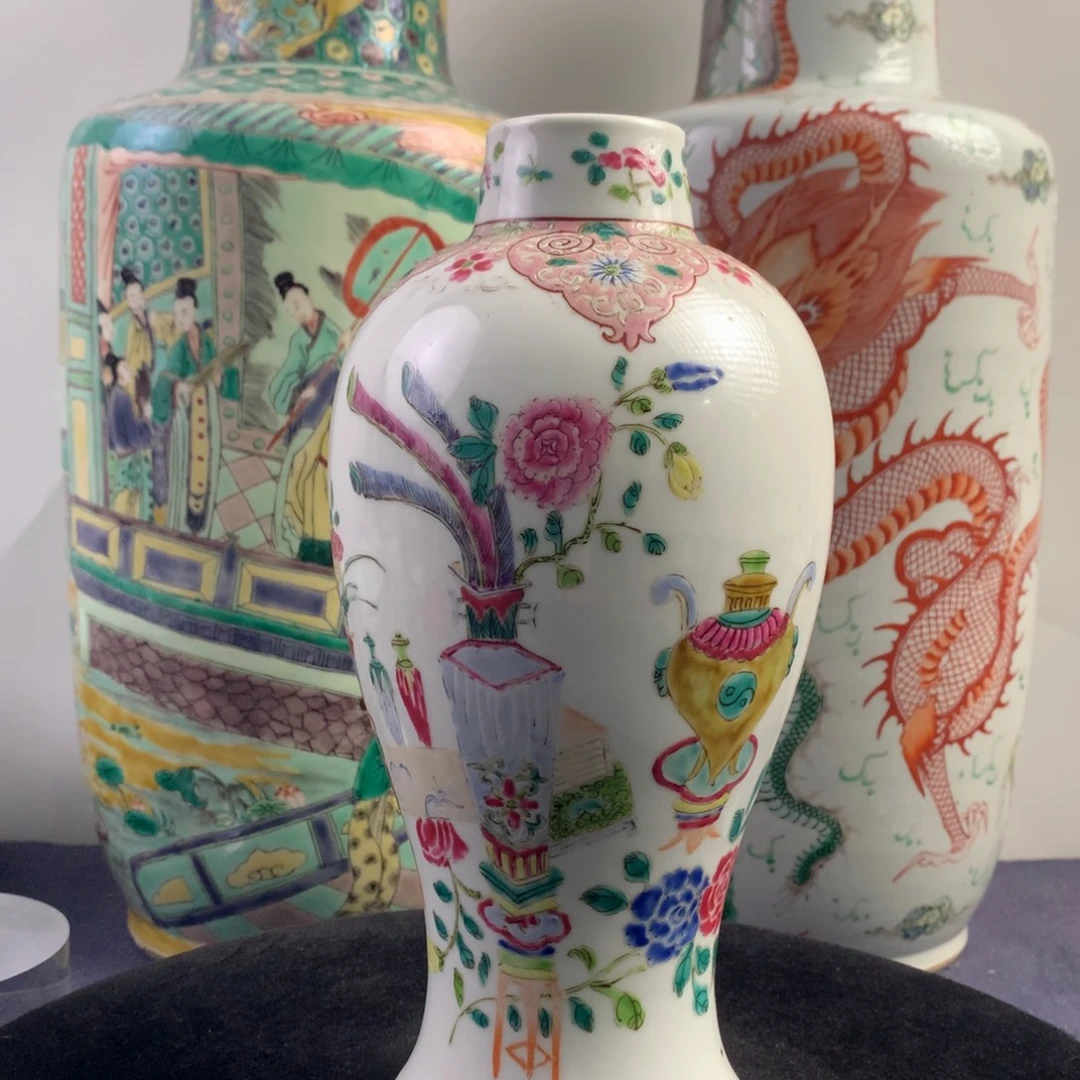 陶瓶2652瓷器—粉彩博古花卉纹赏瓶