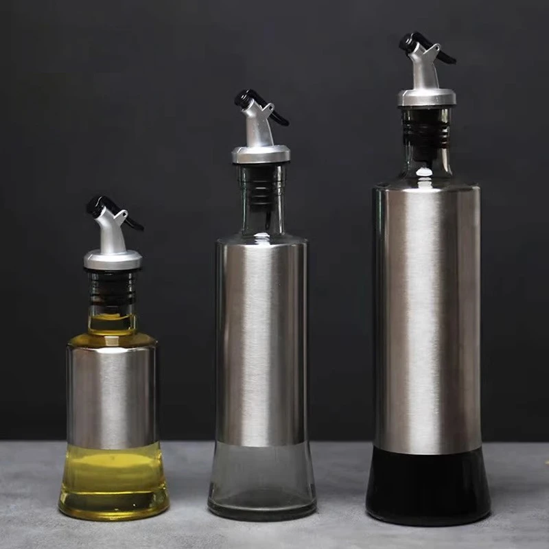 百悍油壶厨房家用玻璃酱油瓶不挂油食品级油罐壶不锈钢油瓶醋瓶