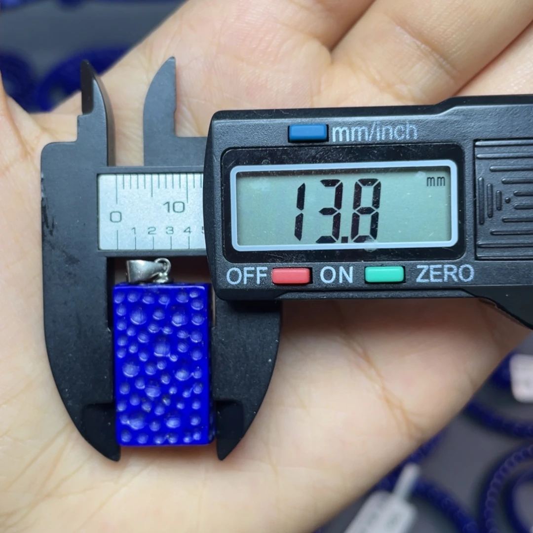 青金石银S925镶嵌 13×22mm陨石坑吊坠