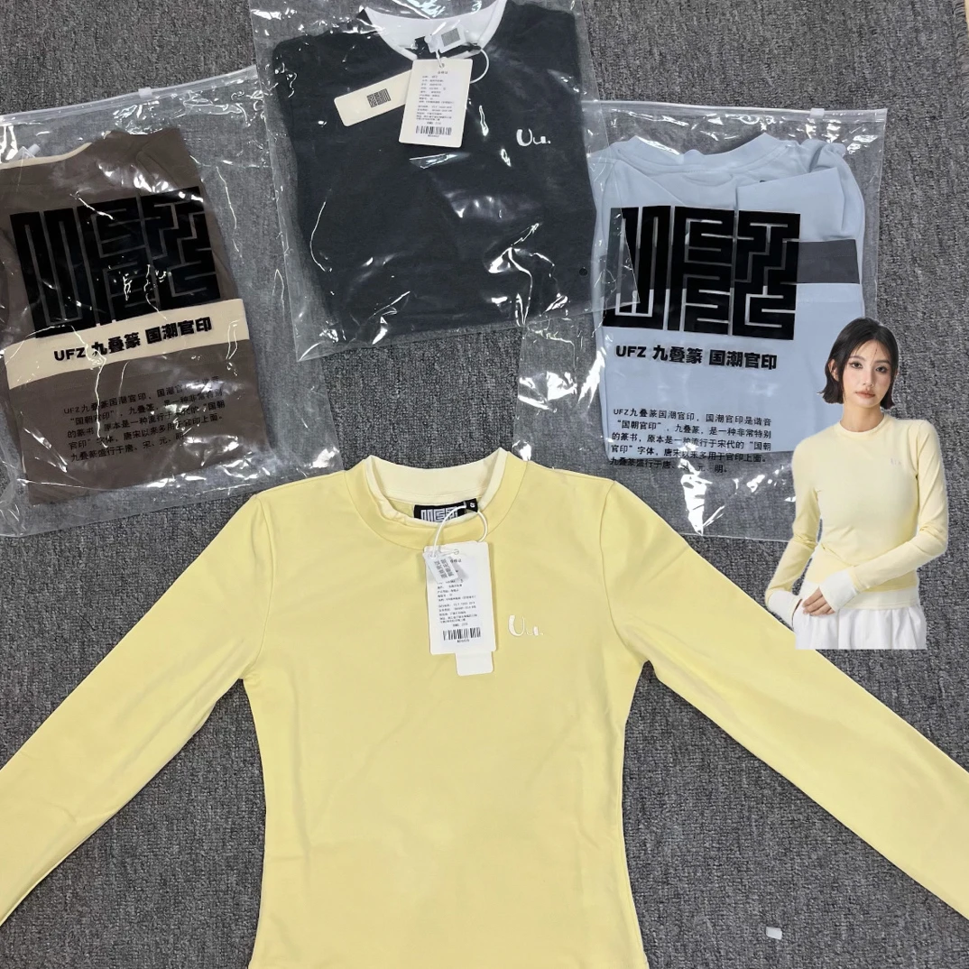 UFZ正品！辣妹款假两件长袖T