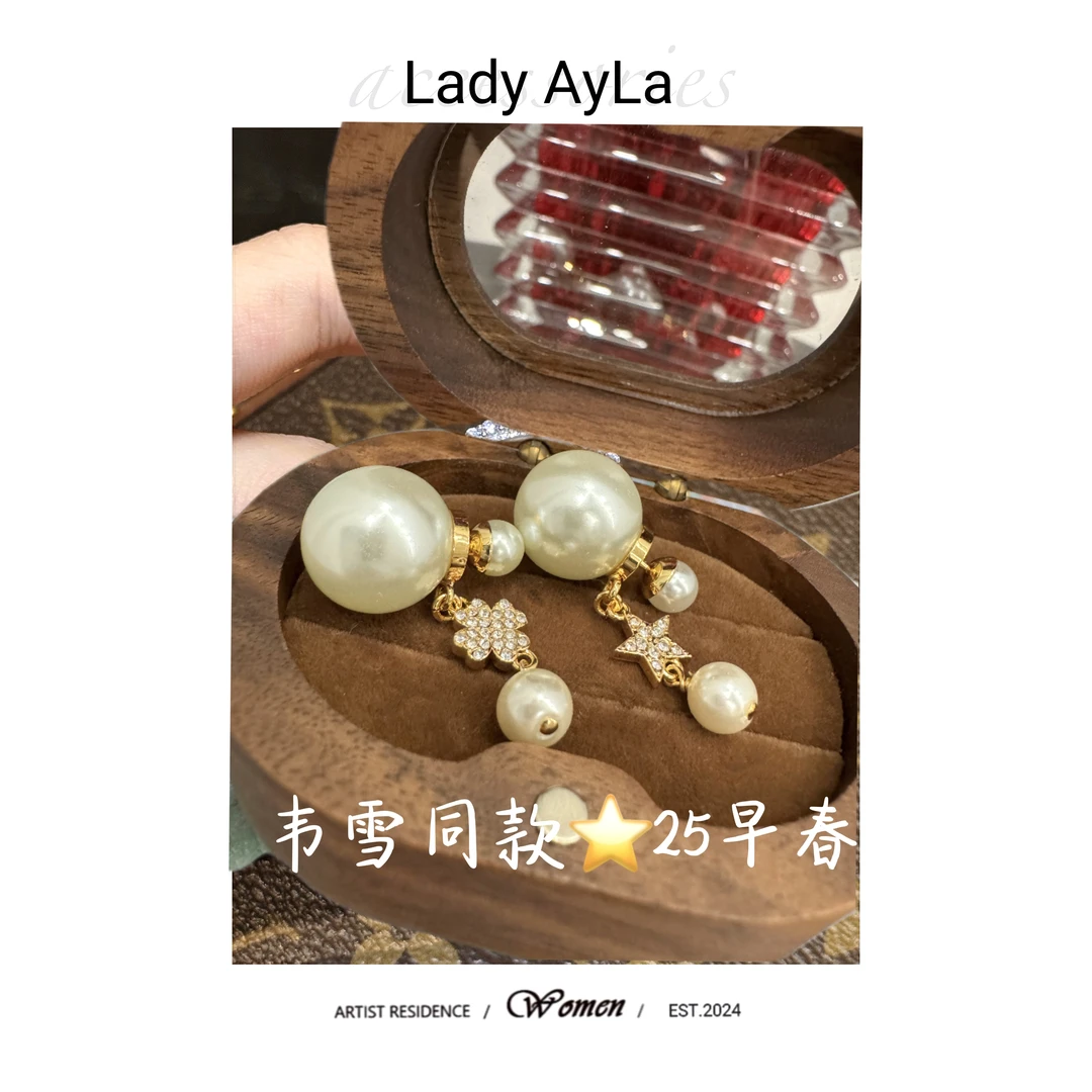 925银仿珍珠耳饰 轻奢时尚 CD五角星花花耳钉AL1130