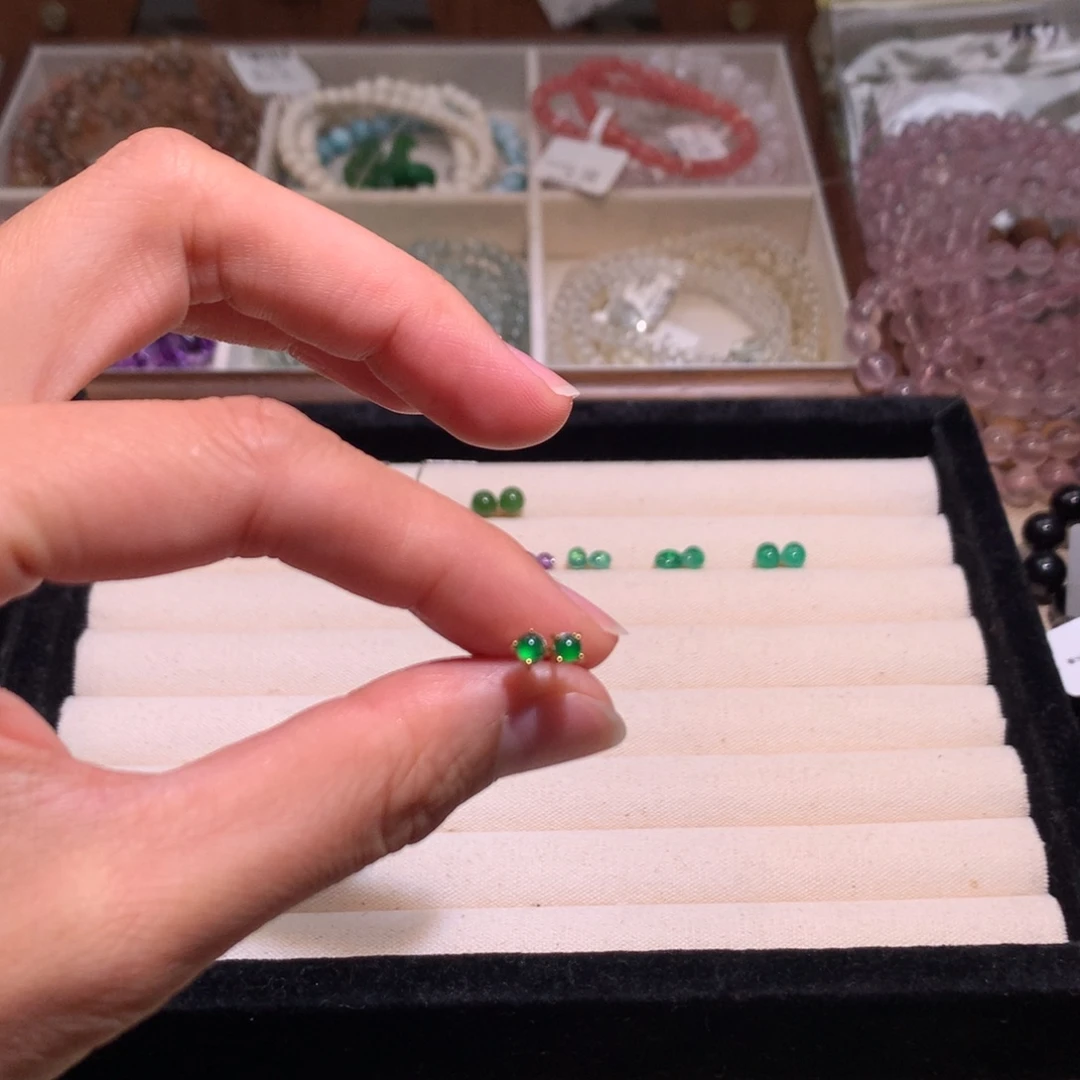 翡翠银S925镶嵌耳饰翡翠