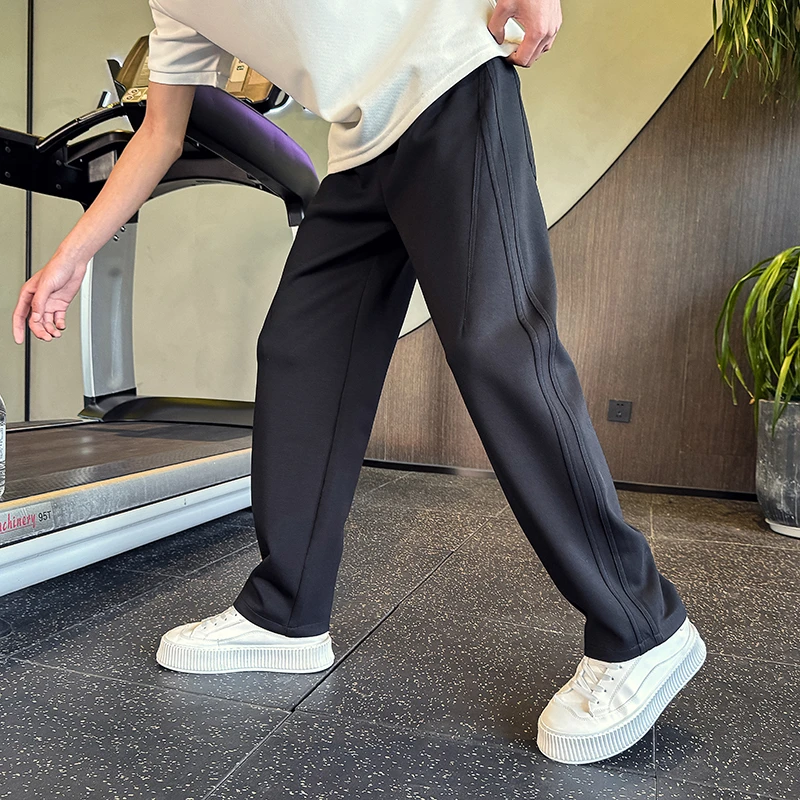 米灰色卫裤夏季薄款冰丝裤男款潮流时尚直筒休闲裤百搭凉感长裤子