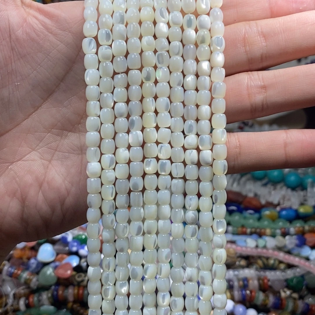 未镶嵌，白蝶贝墩墩6mm，石英质玉