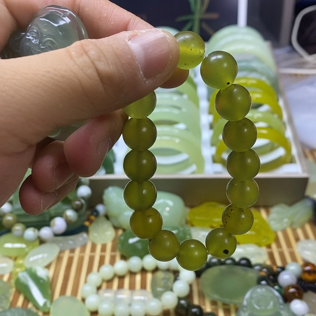 蛇纹石玉合金手链