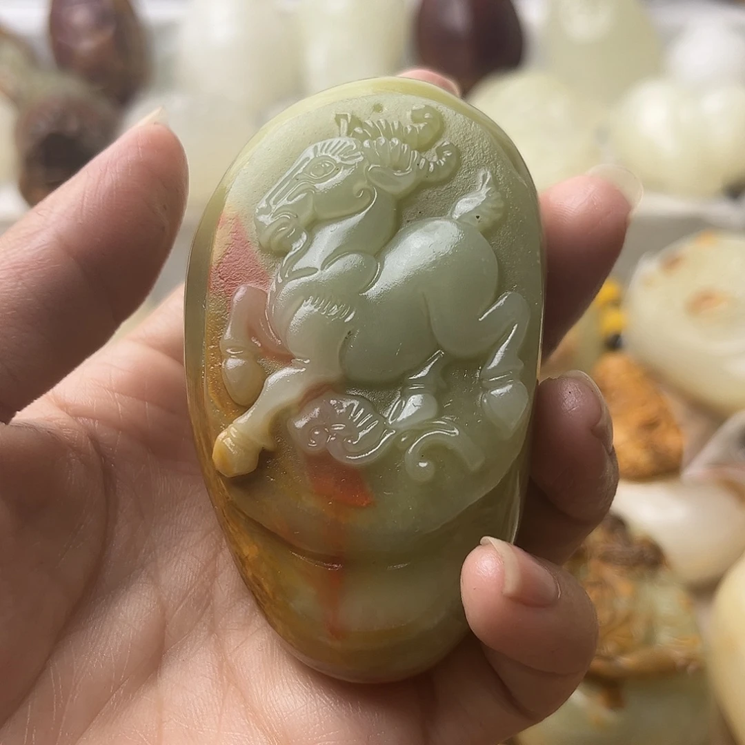 石材方解石手把摆件不退换羊