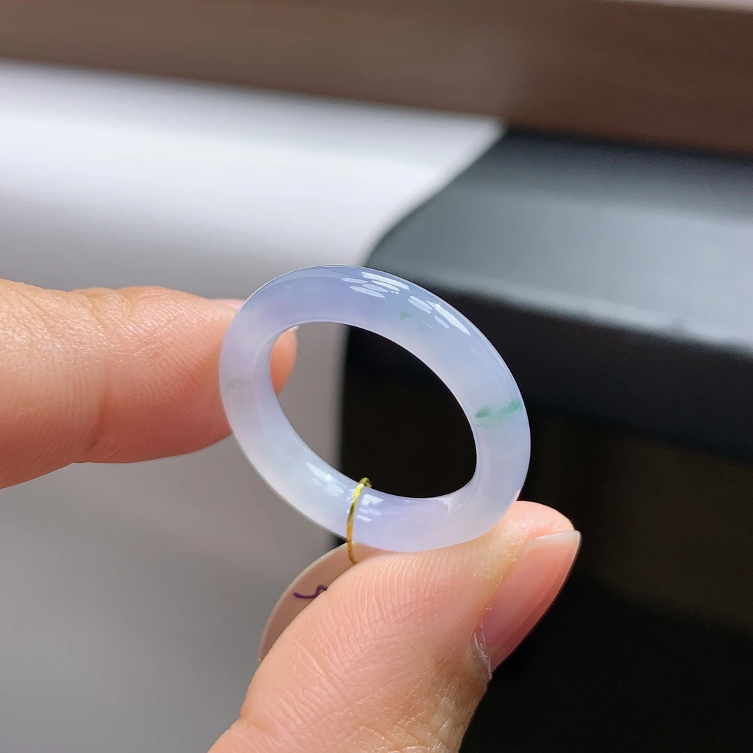15号圈天然缅甸翡翠A货紫罗兰翡翠戒指17.5*4.6*3.6mm