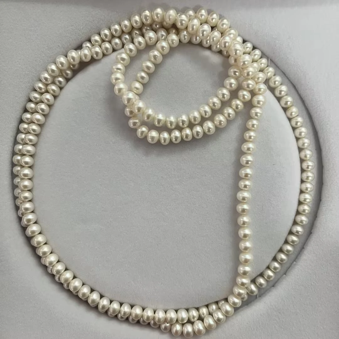 6-7mm馒头珠淡水珍珠毛衣链