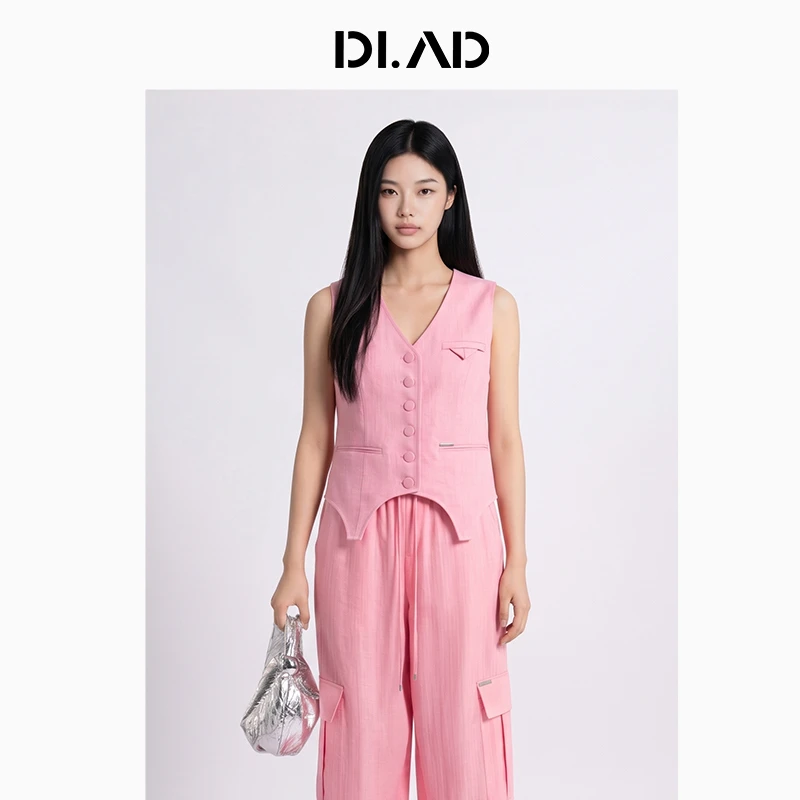 DI.AD26夏季肌理休闲宽松透气舒适马甲外套女DB522233W3
