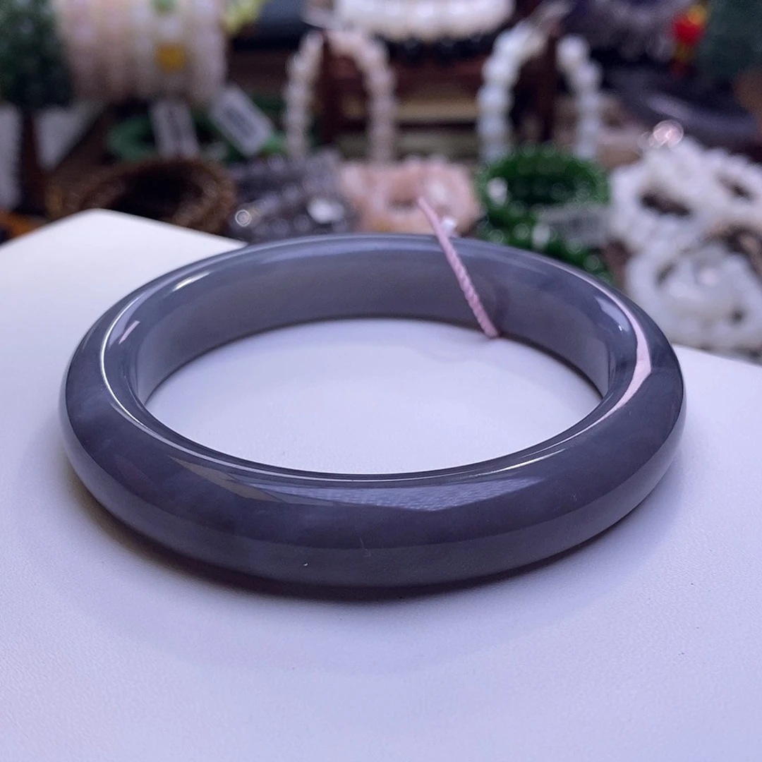 颈饰未镶嵌和田玉收藏级57烟紫高冰老矿料浓紫手镯