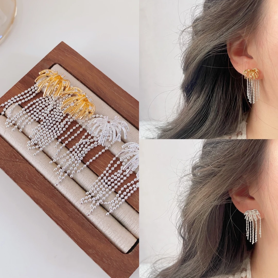 钛钢耳饰 原创设计轻奢饰品碎钻流苏气质气质手工时尚百搭精致