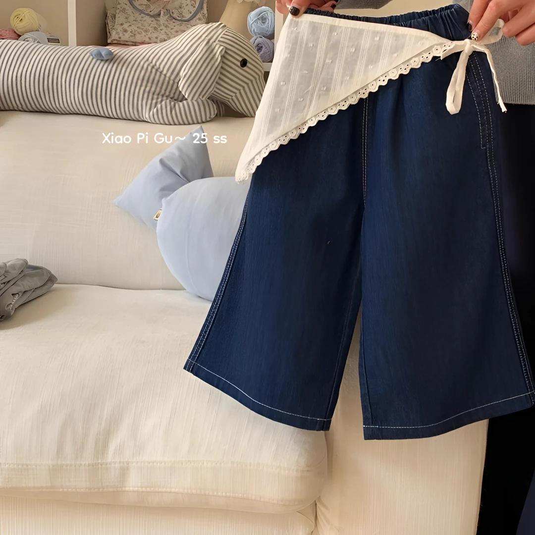 韩版牛仔裤2025秋季新款女宝宝儿童原色直筒裤洋气百搭屁帘款水洗