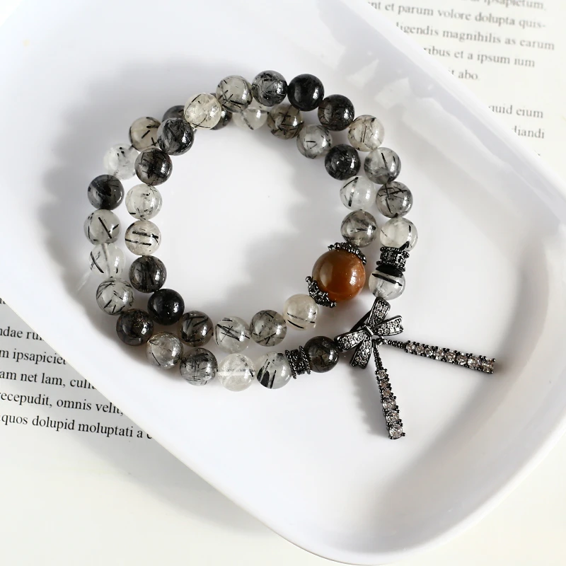 102-天然黑发晶水晶手串手链 颜色微差 多样性发一BY10068024