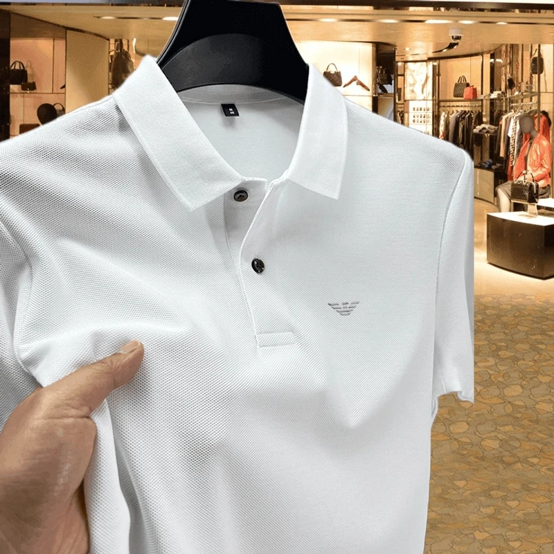 纯棉短袖男爆款2025新款男士短袖t恤中年男装万针刺绣polo衫男款