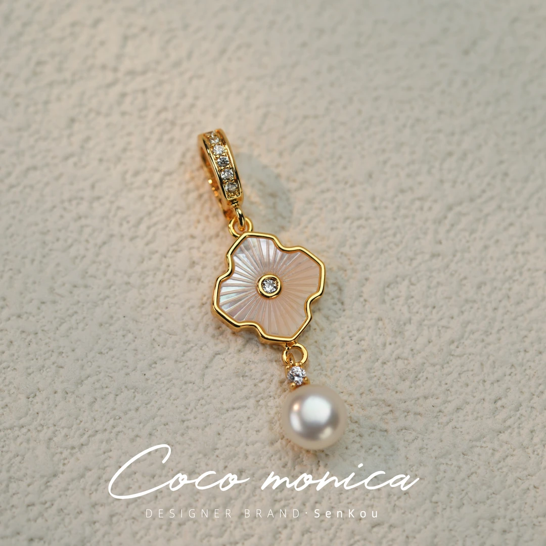 【小霞珠宝】吊坠气质可爱古法金色设计师镶嵌 AB296