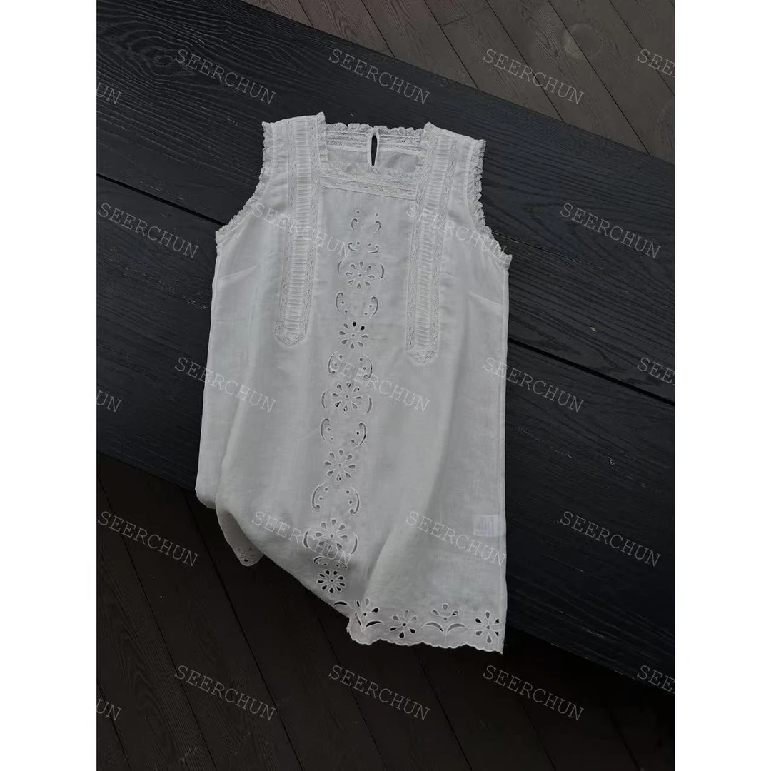 【纯纯女装】SEERCHUN 高品质精致镂空中长背心裙 51890