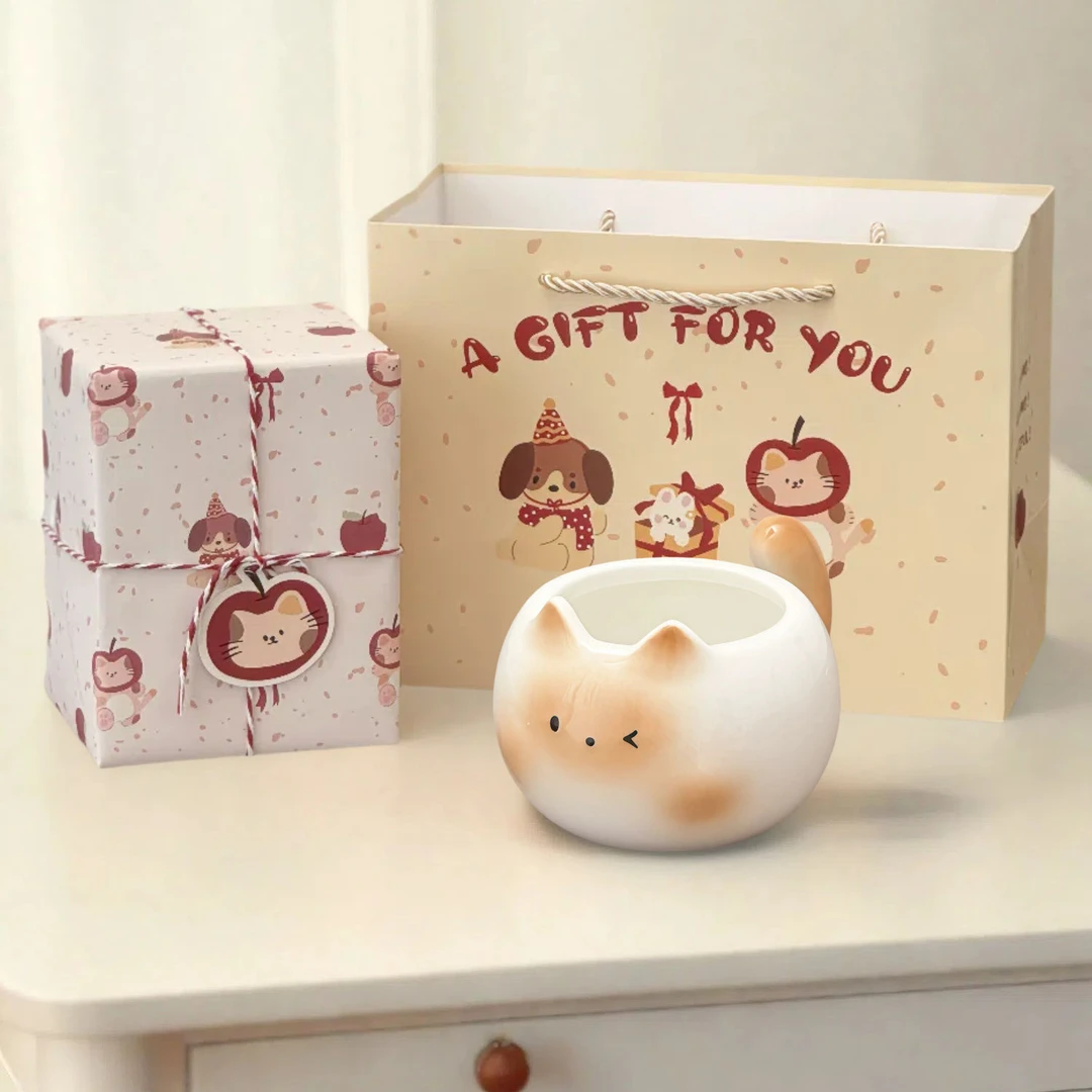 可爱暹罗猫杯子女生马克杯高颜值伴手礼咖啡杯送闺蜜生日礼物礼盒