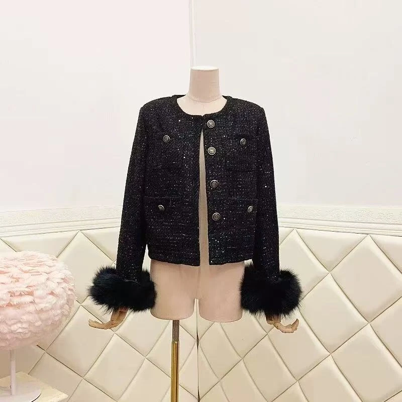 9979毛毛袖香风外套