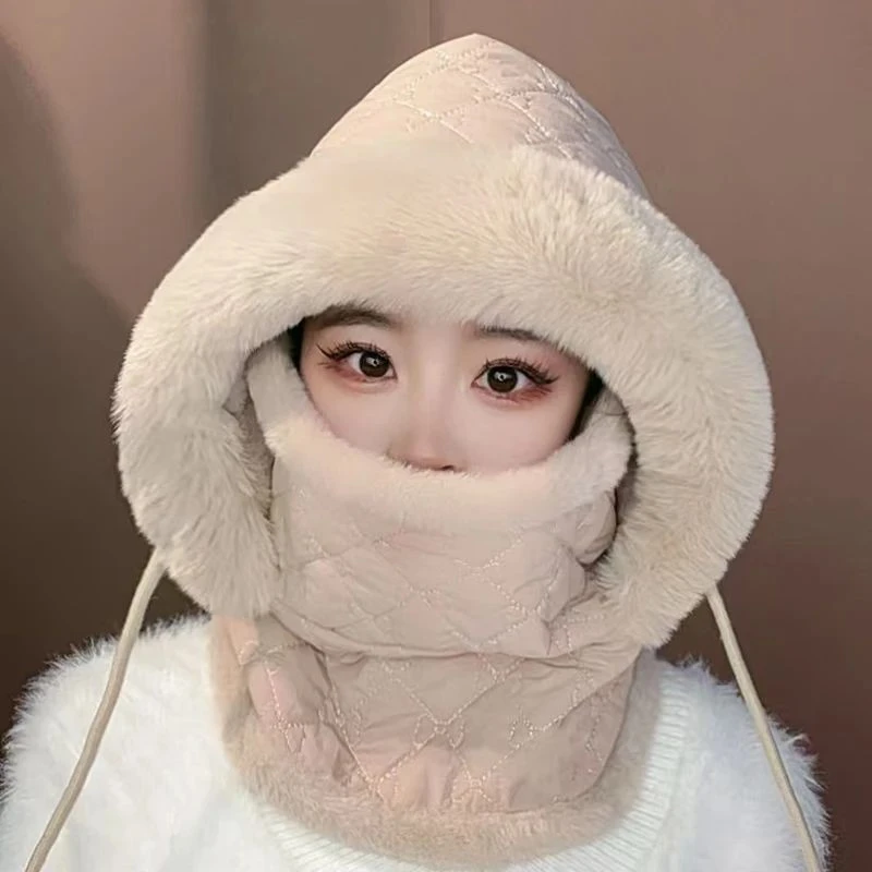 2025新款冬季女款骑行帽防风防寒一体护耳帽防水加厚保暖帽子男