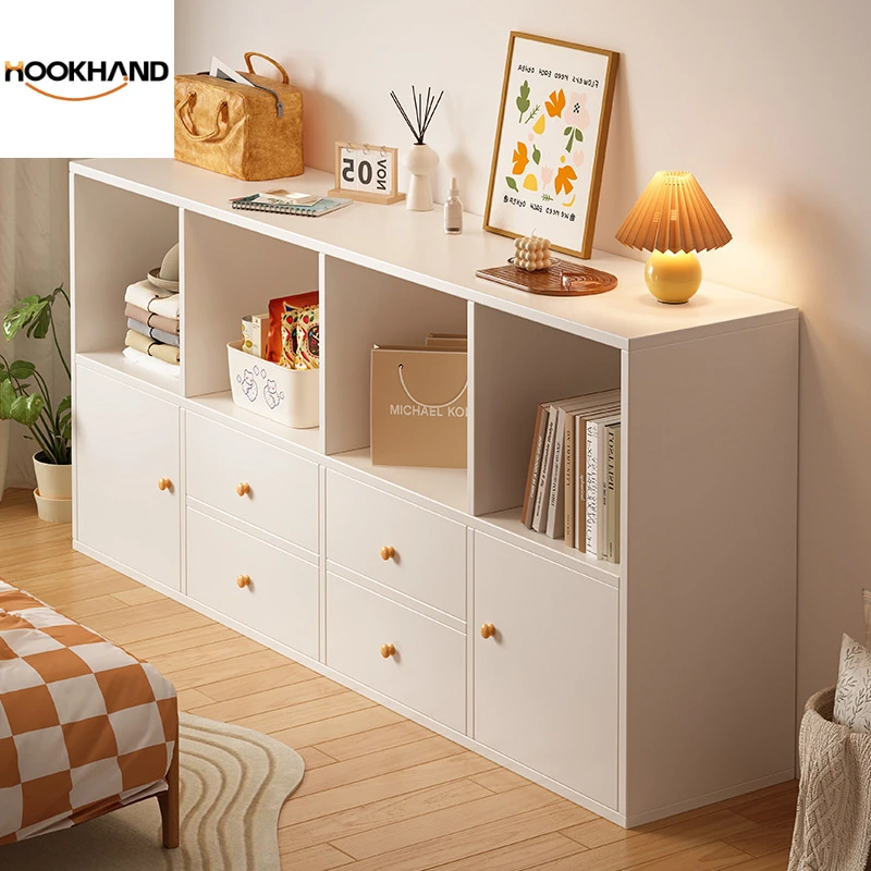 卧室床尾收纳柜柜子储物柜半包围床边柜靠墙杂物柜床头长条置物柜