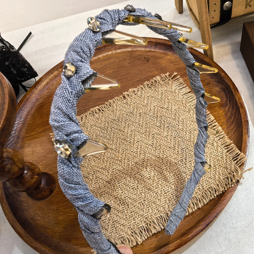 D244浅色牛仔闪闪波浪尺发箍