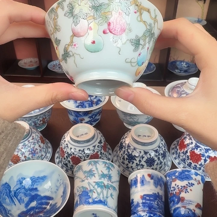 景德镇陶瓷手绘作品粉彩葫芦