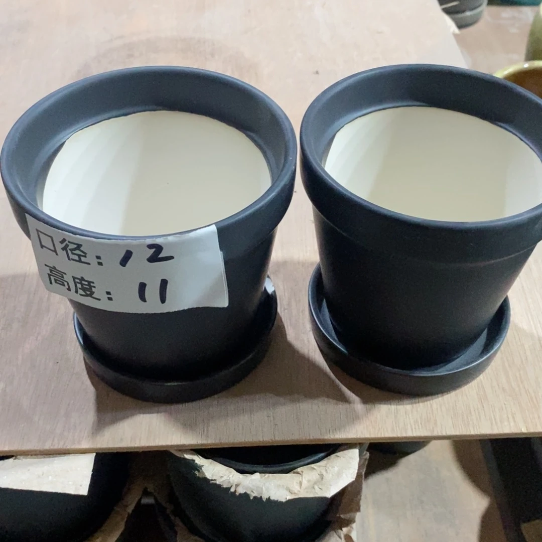 【闪购商品】微瑕花盆-黑12×11-2个带托