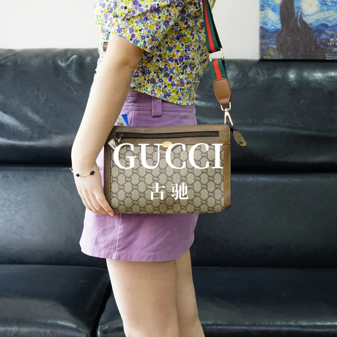 95新 GUCCI/古驰 老花金标斜挎包/EE05506029/6029母亲节礼物