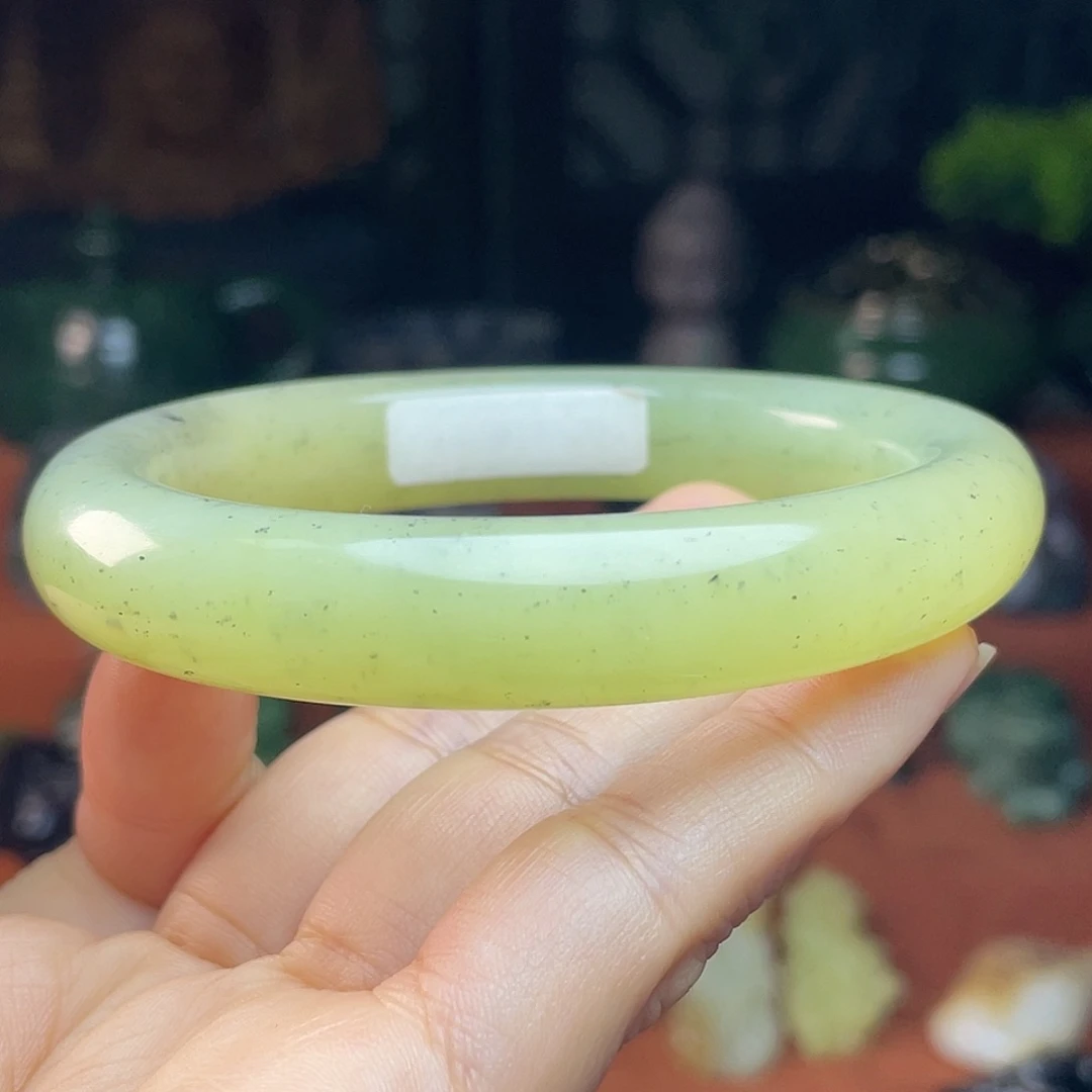 和田玉未镶嵌颈饰黄口点墨青花意境正装鐲59