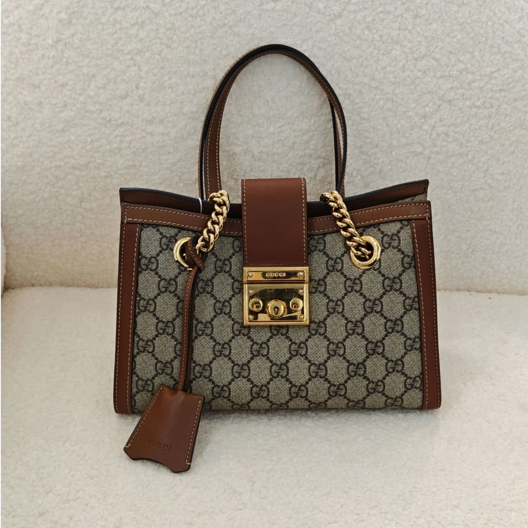 95新 GUCCI/古驰 古驰/Gucci Padlock系列 米色/乌木色GG4107