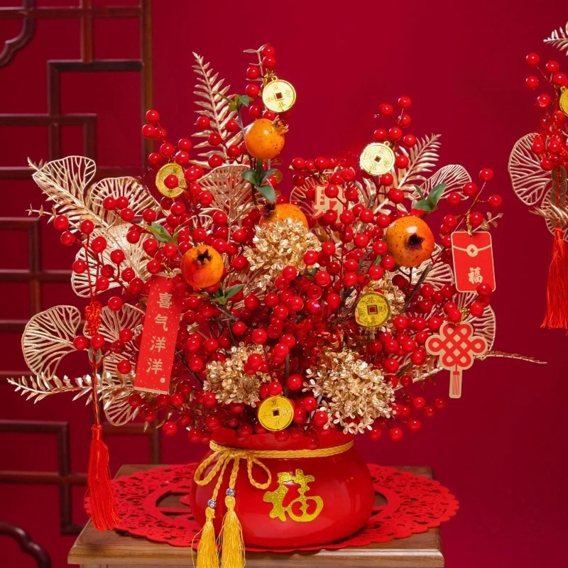 乔迁暖居新婚新居布置装饰用品发财果福桶摆件搬家入宅新年装饰花