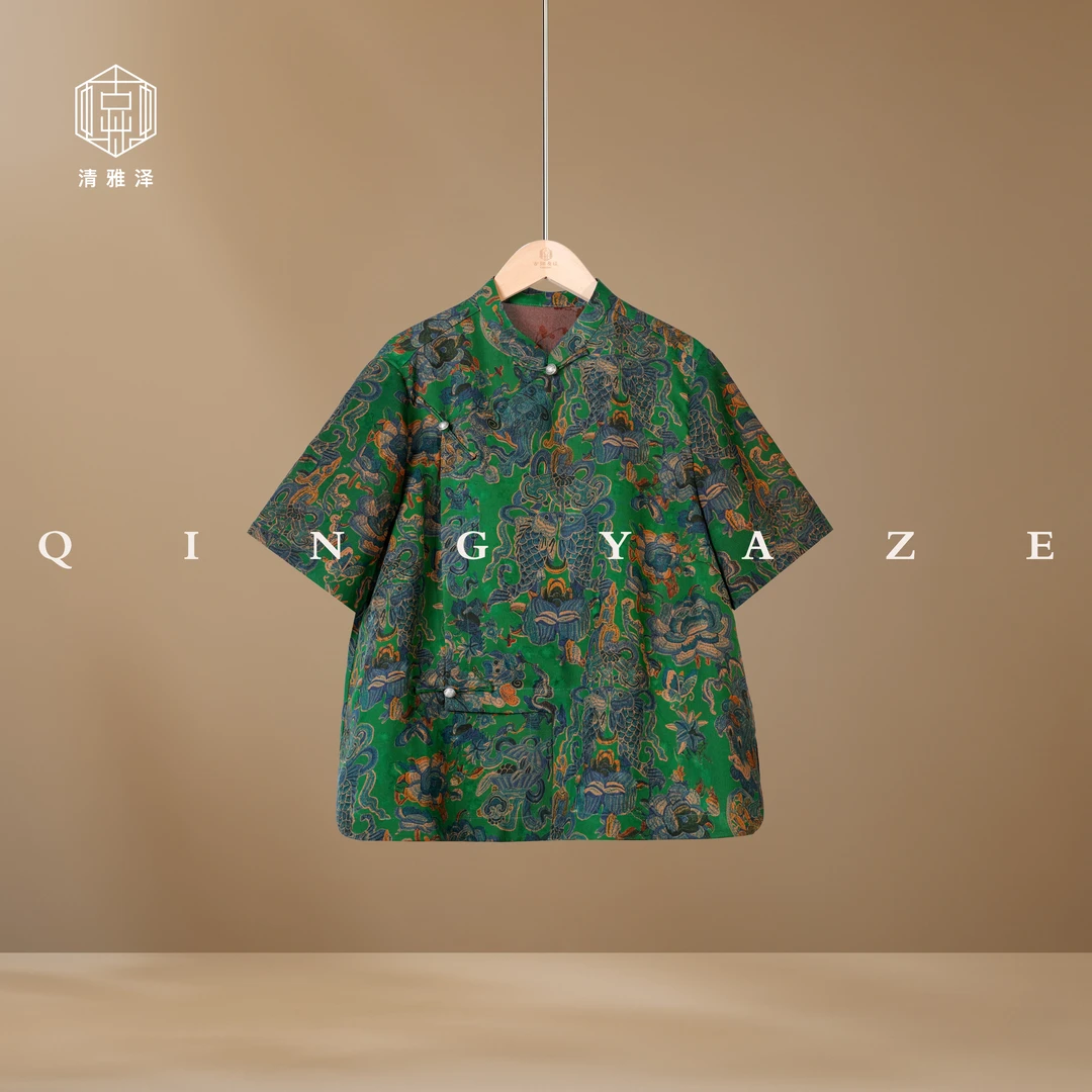 罗底红云纱·双鱼麒麟纹！桑蚕丝新中式上衣！GZ6274