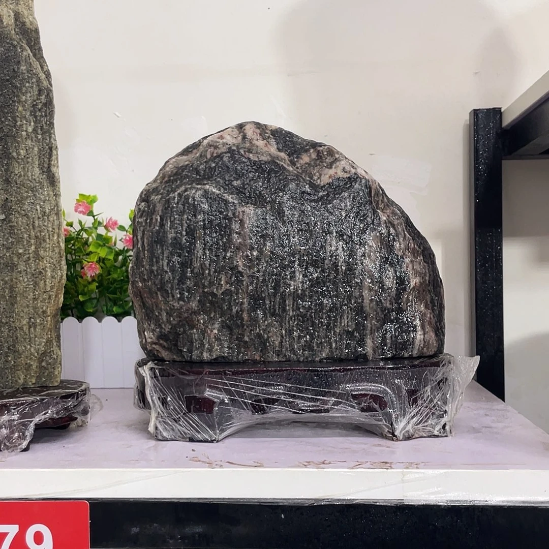 临***雨石材靠山石平安石摆件