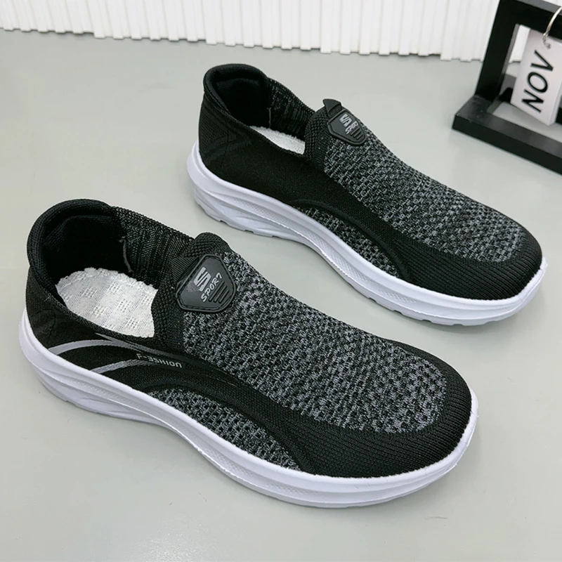 老北京布鞋男春季新款飞织透气健步鞋男女同款单鞋软底舒适爸爸鞋