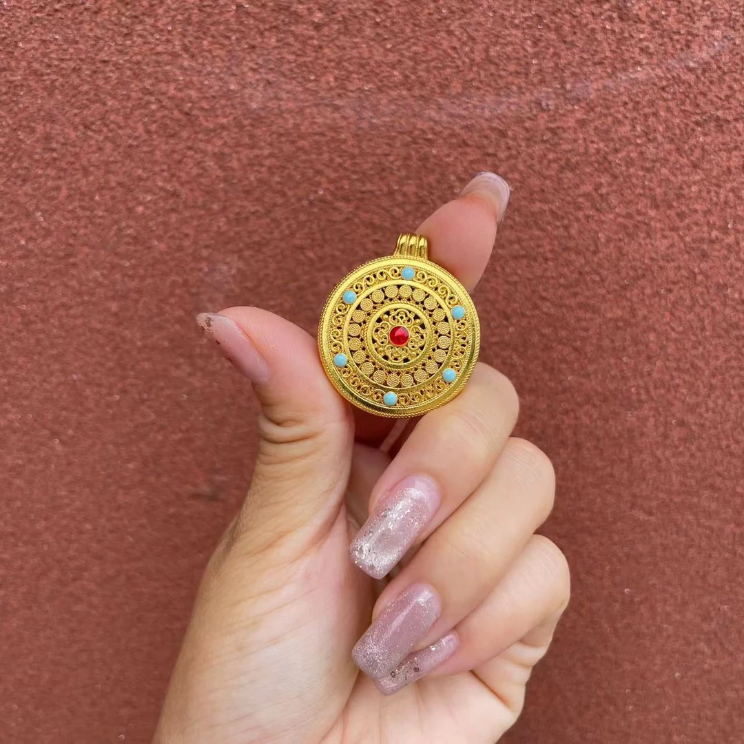 564-珐琅八宝罗盘吊坠