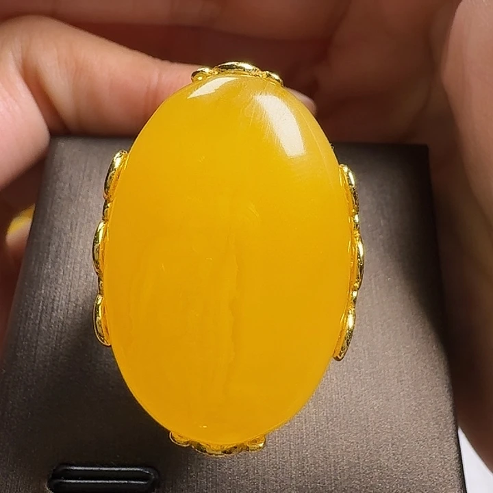 蜜蜡银S925镶嵌戒指戒指