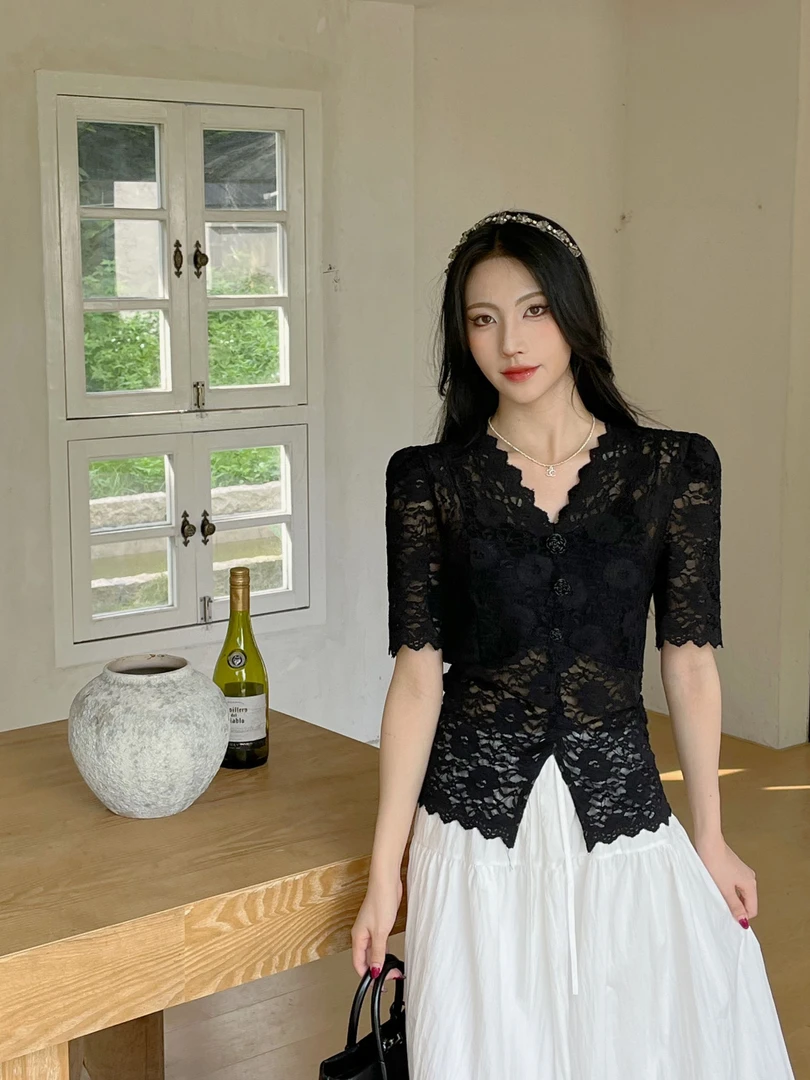 【直播】气质设计感时尚休闲百搭镂空无袖纯色T恤93010