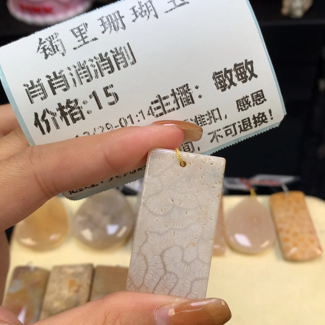 肖***削硅化珊瑚（珊瑚玉）未镶嵌颈饰