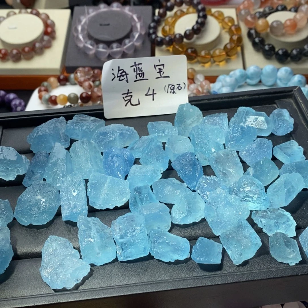 水晶手链未镶嵌克4海蓝宝原石头