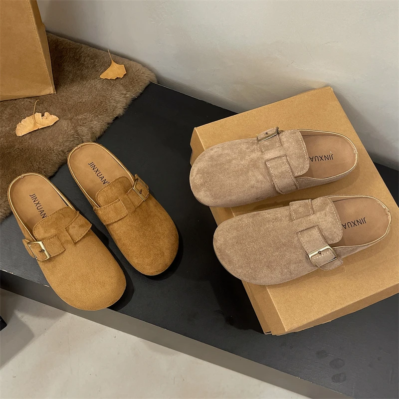 博肯半拖鞋女春夏季2025新款外穿半包头拖鞋子凉拖法式厚底勃肯鞋