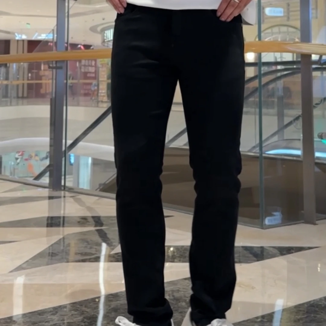 秋冬厚款轻奢洗水黑灰男牛仔裤子休闲裤修身轻奢显瘦小脚裤时尚