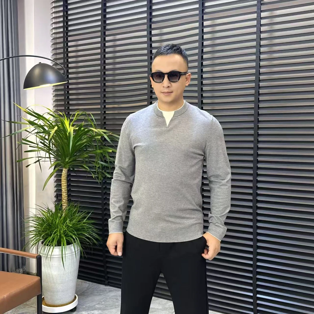 张先生欧货•31秋冬男士时尚休闲假两件撞色剪刀领百搭针织长袖